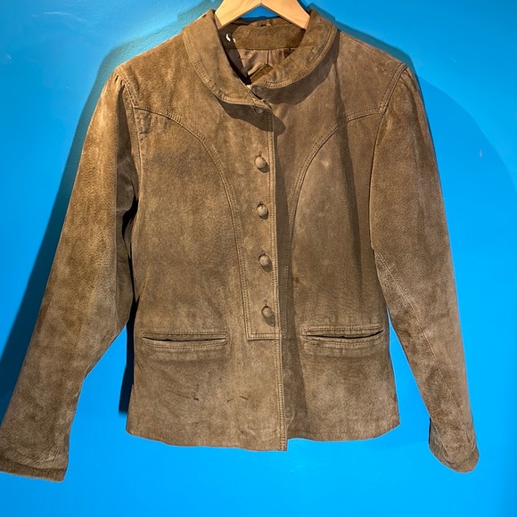 VINTAGE 80s suede jacket size 11-12 Cottage or Prairie core fall essential! - Picture 3 of 10